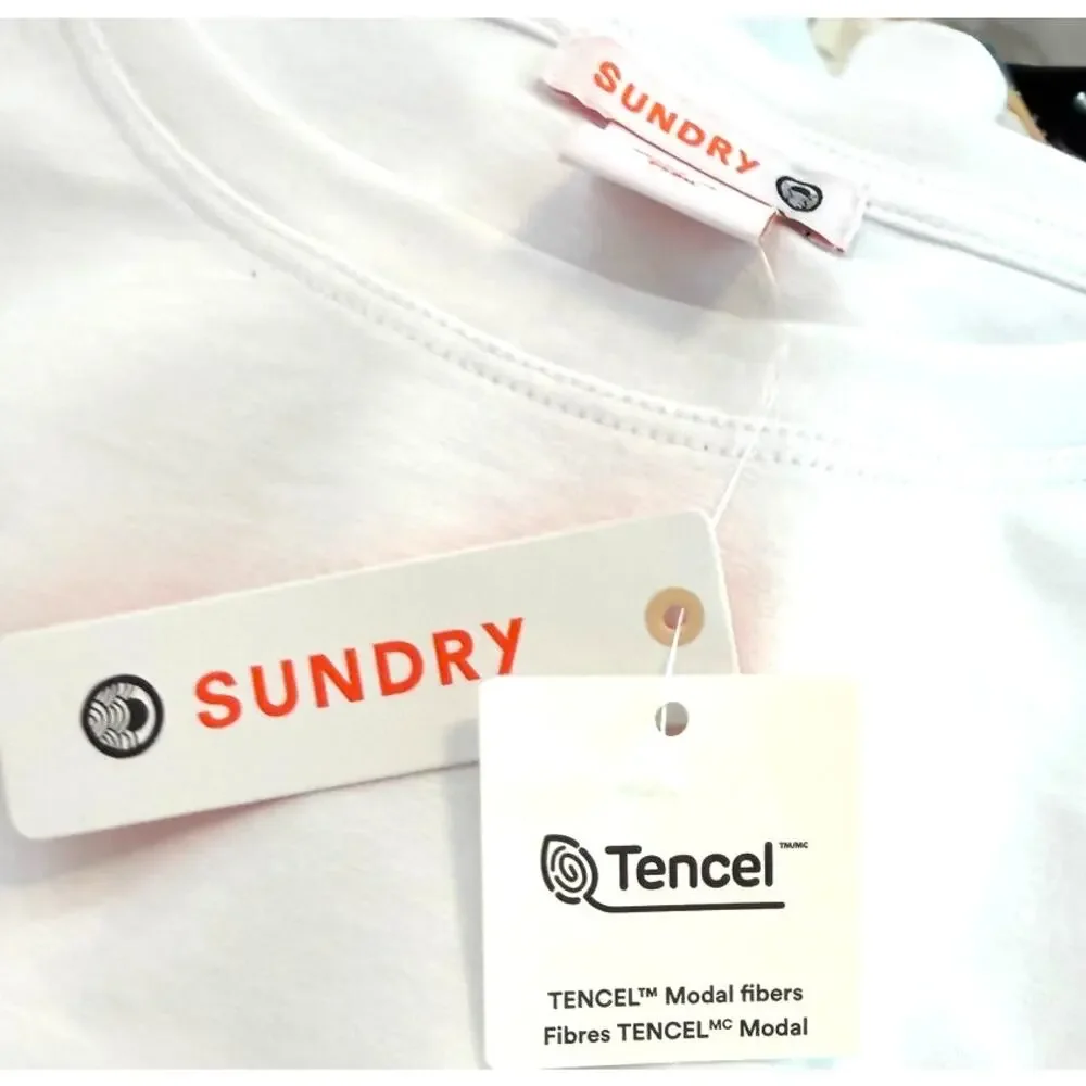 Sundry NEW Cotton Blend White T-Shirt, Small - Picture 6 of 6